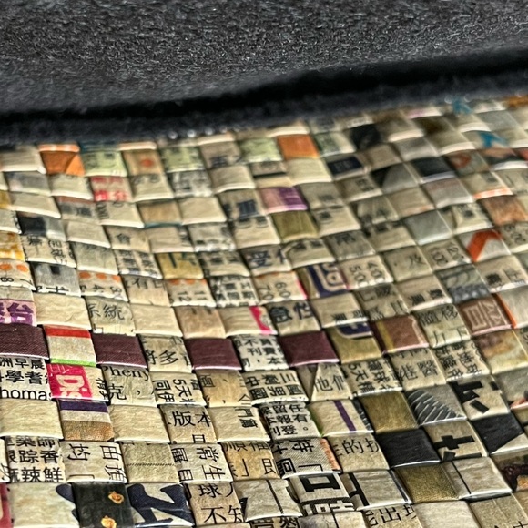 Unique Recycled Newspaper Messenger Bag Hand Woven Lined Laptop Sleeve Unisex - Picture 11 of 16